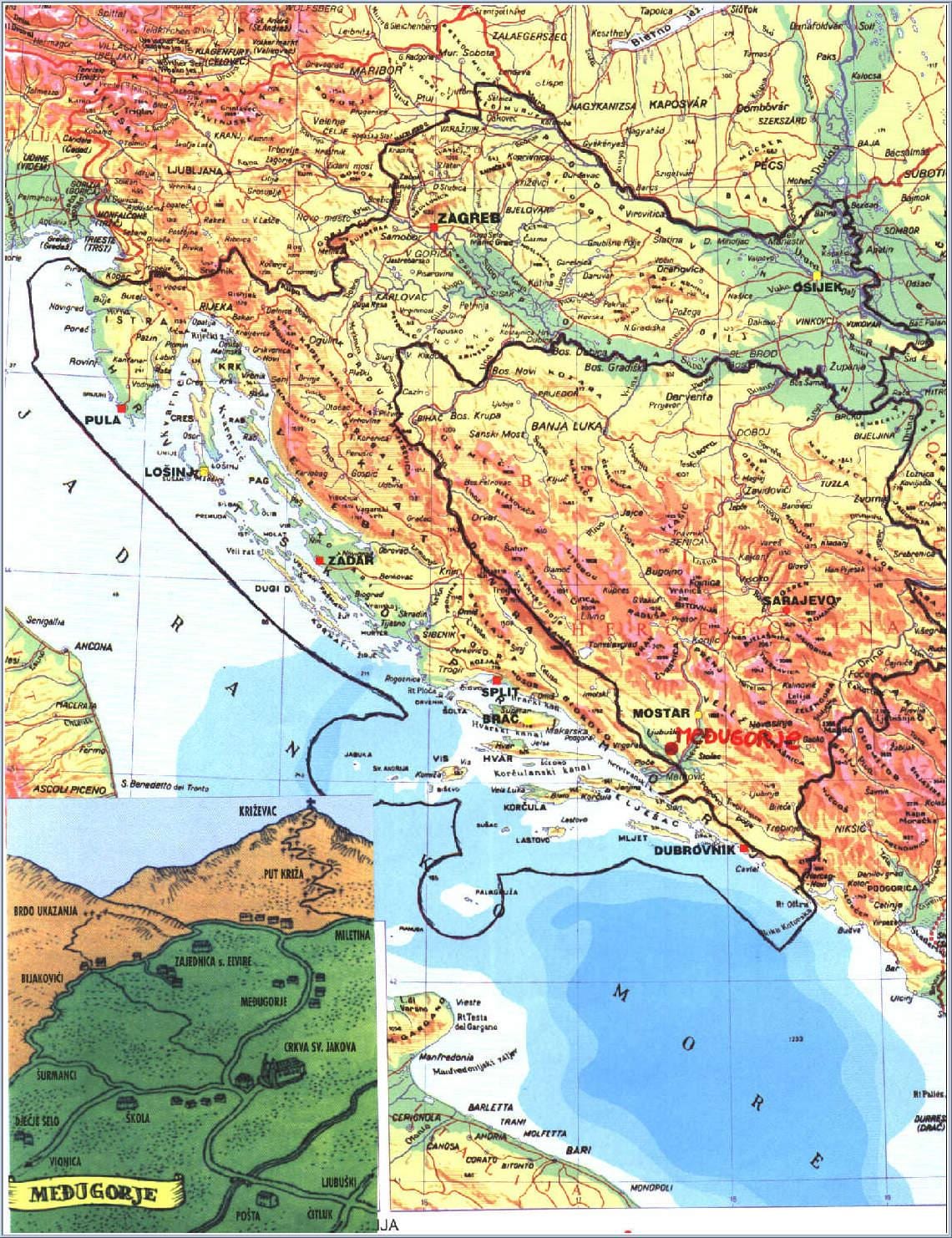 வரைபடம் medjugorje போஸ்னியா ஹெர்ஸிகோவினா