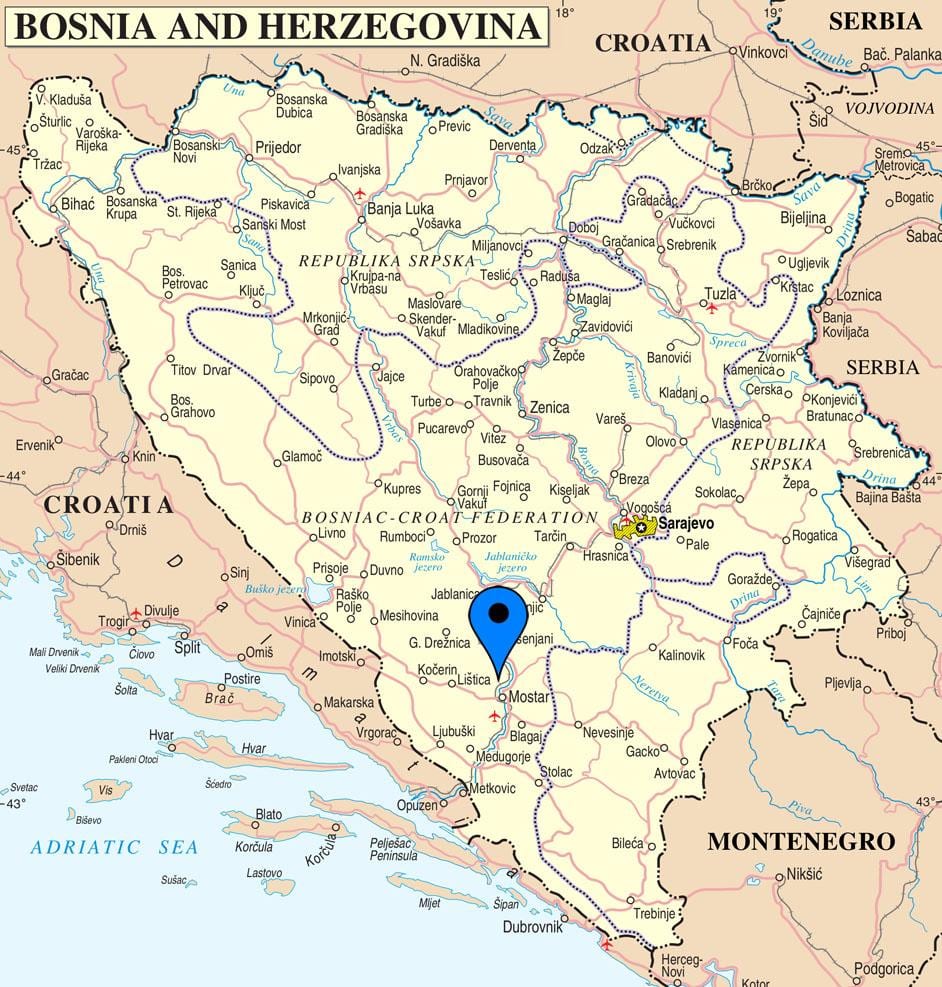 வரைபடம் mostar போஸ்னியா ஹெர்ஸிகோவினா