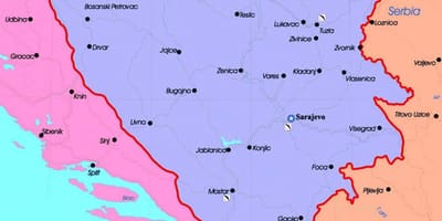 போஸ்னியா மற்றும் ஹெர்கோவினா அரசியல் வரைபடம்
